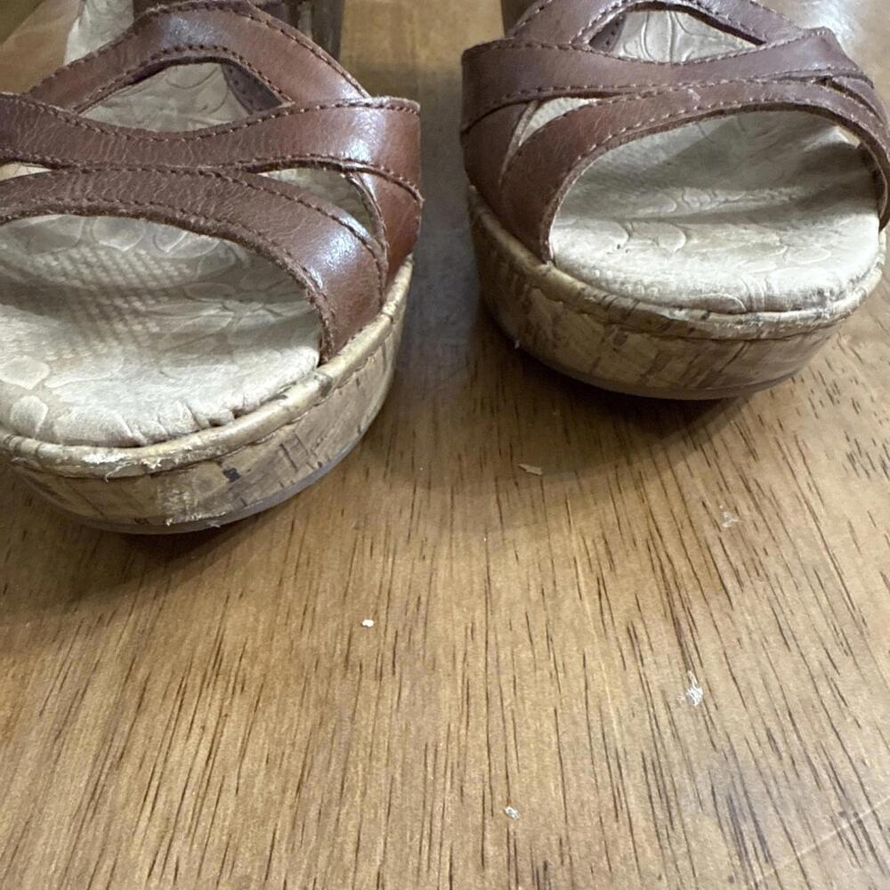 Born Sandals Women Sz 9 Leather Cork Platform Wedge Comfort Strappy Slingback - Picture 3 of 8